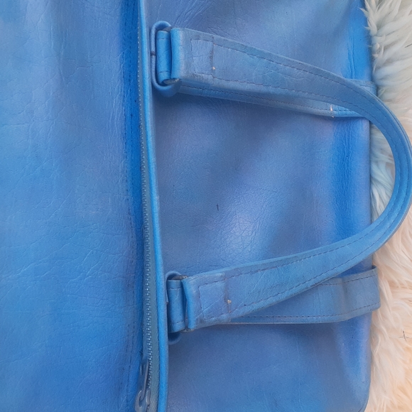 VTG SAMSONITE Blue Travel Tote Bag Carry On Luggage Overnight + zip pocket - Picture 3 of 10